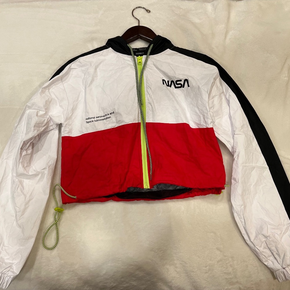 Forever21 Women’s Size S NASA Windbreaker - Red/Black/White